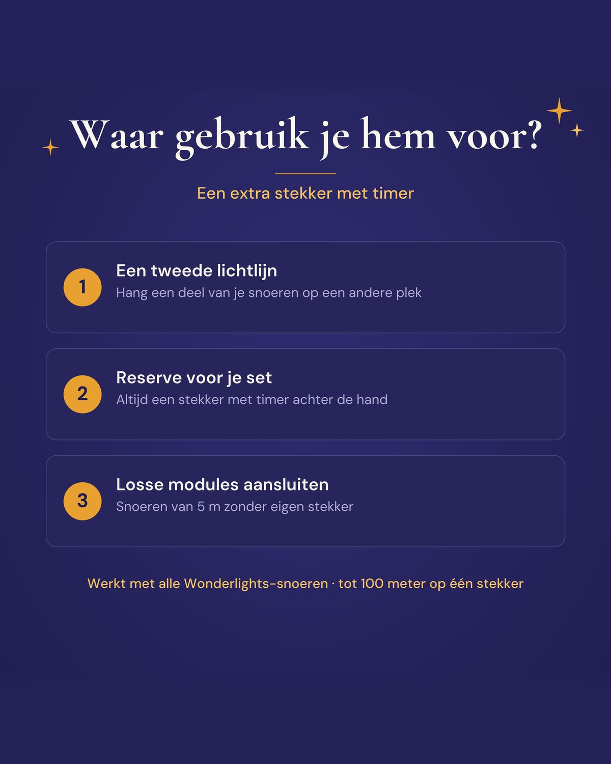 Gebruik: tweede lichtlijn, reserve of losse snoeren aansluiten