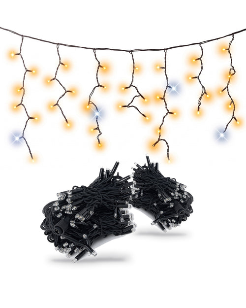 Wonderlights verlengset 10 m: warm witte ijspegels met twinkel en twee opgerolde lichtsnoeren van 5 meter